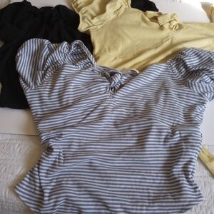 Lauren Conrad Puff Sleeve Tie Front Bodysuit  Women's Tops Lot.